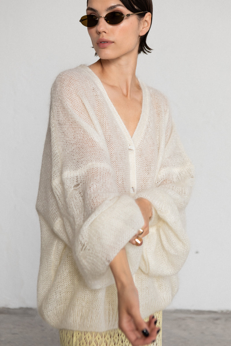 The Most Wanted Knit - Pearl mohair and Silk Cardigan – for
