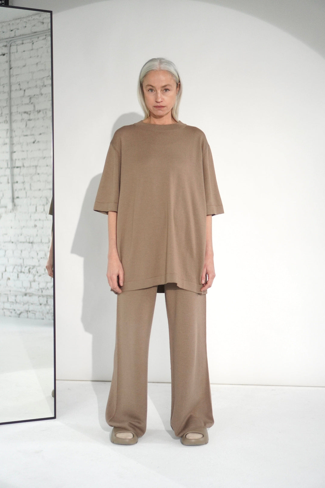 TRUFFLE EXTRA FINE MERINO WOOL T-SHIRT AND TROUSERS SET for lovers and trees 