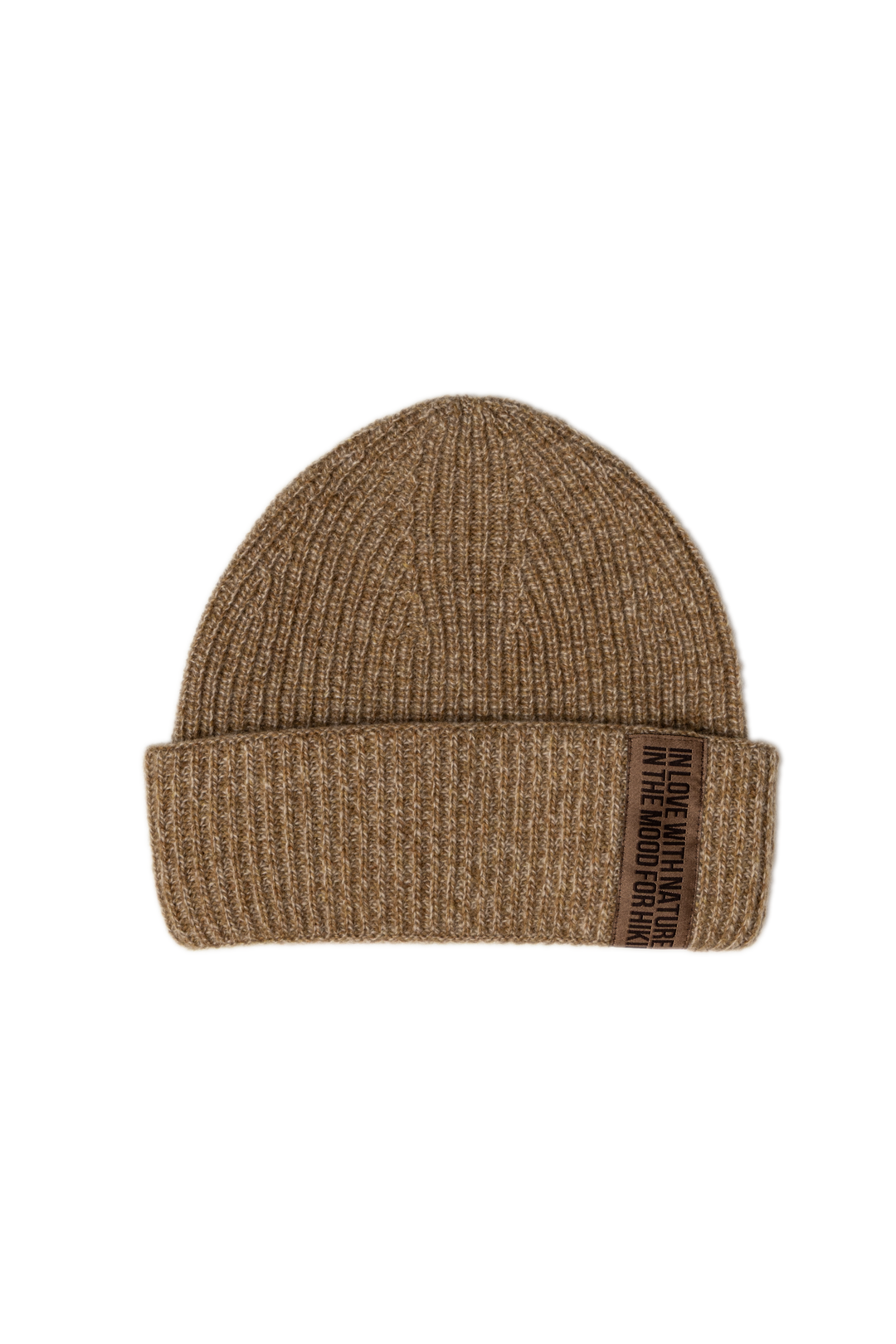 OAT MELANGE CASHMERE-MERINO WOOL BEANIE WITH CHOCOLATE LABEL