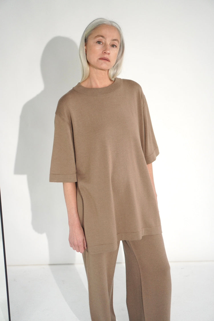 TRUFFLE EXTRA FINE MERINO WOOL T-SHIRT AND TROUSERS SET for lovers and trees 