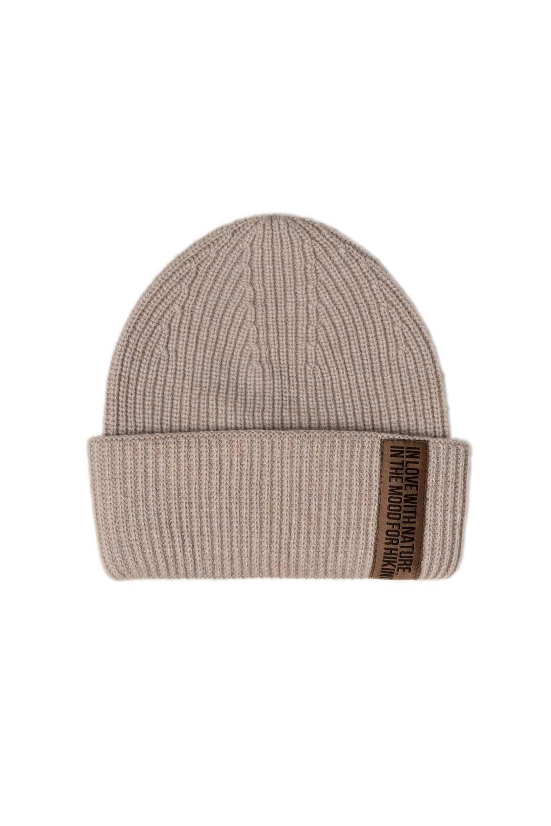 POWDER CASHMERE-MERINO WOOL BEANIE WITH CHOCOLATE LABEL