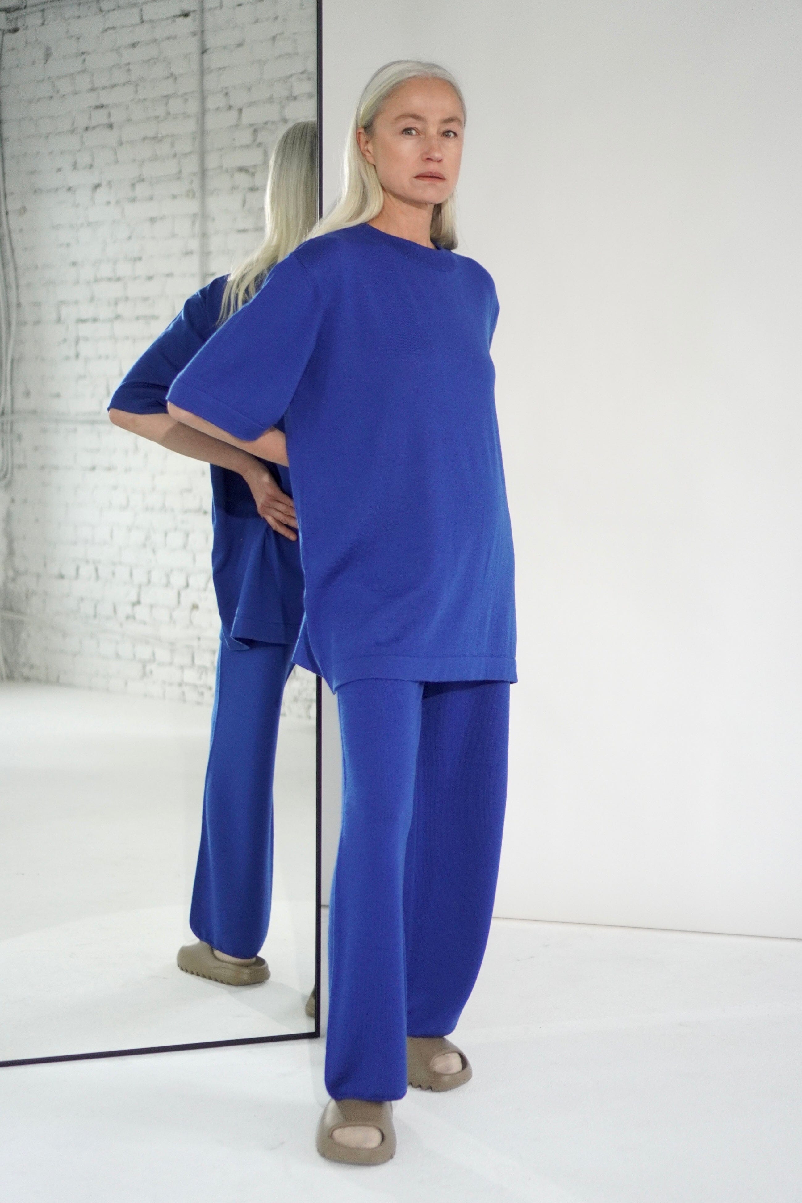 ELECTRIC BLUE EXTRA FINE MERINO WOOL TROUSERS for lovers and trees ONE SIZE 