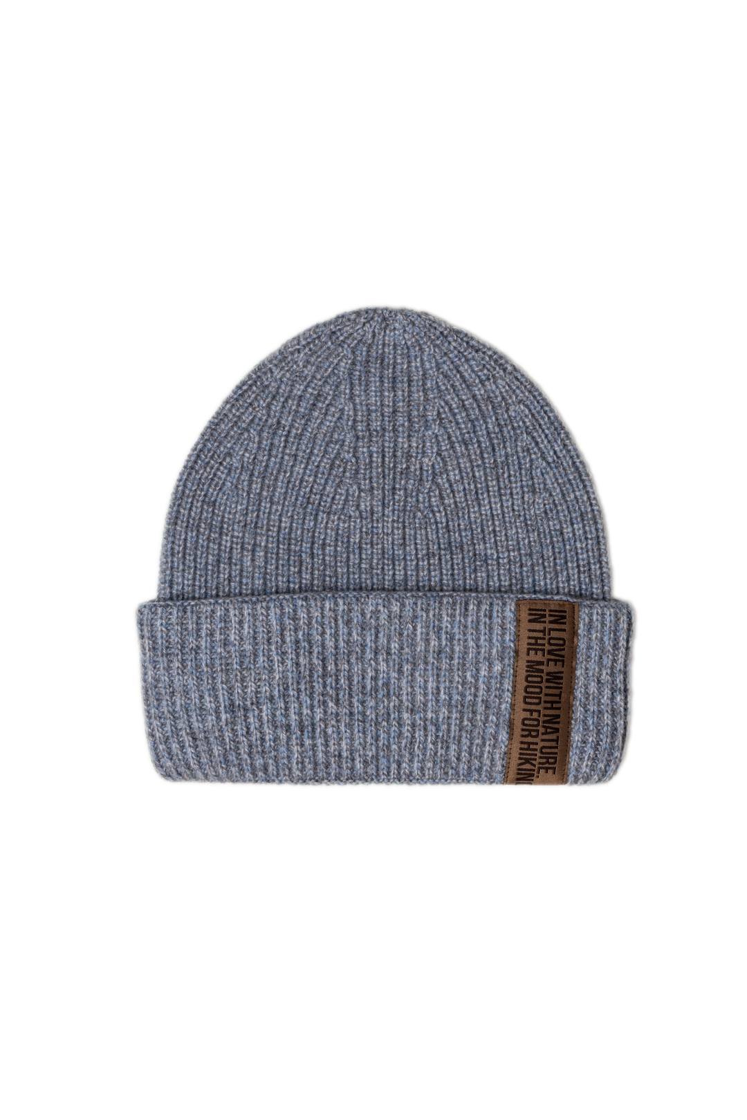 GREY MELANGE CASHMERE-MERINO WOOL BEANIE WITH CHOCOLATE LABEL
