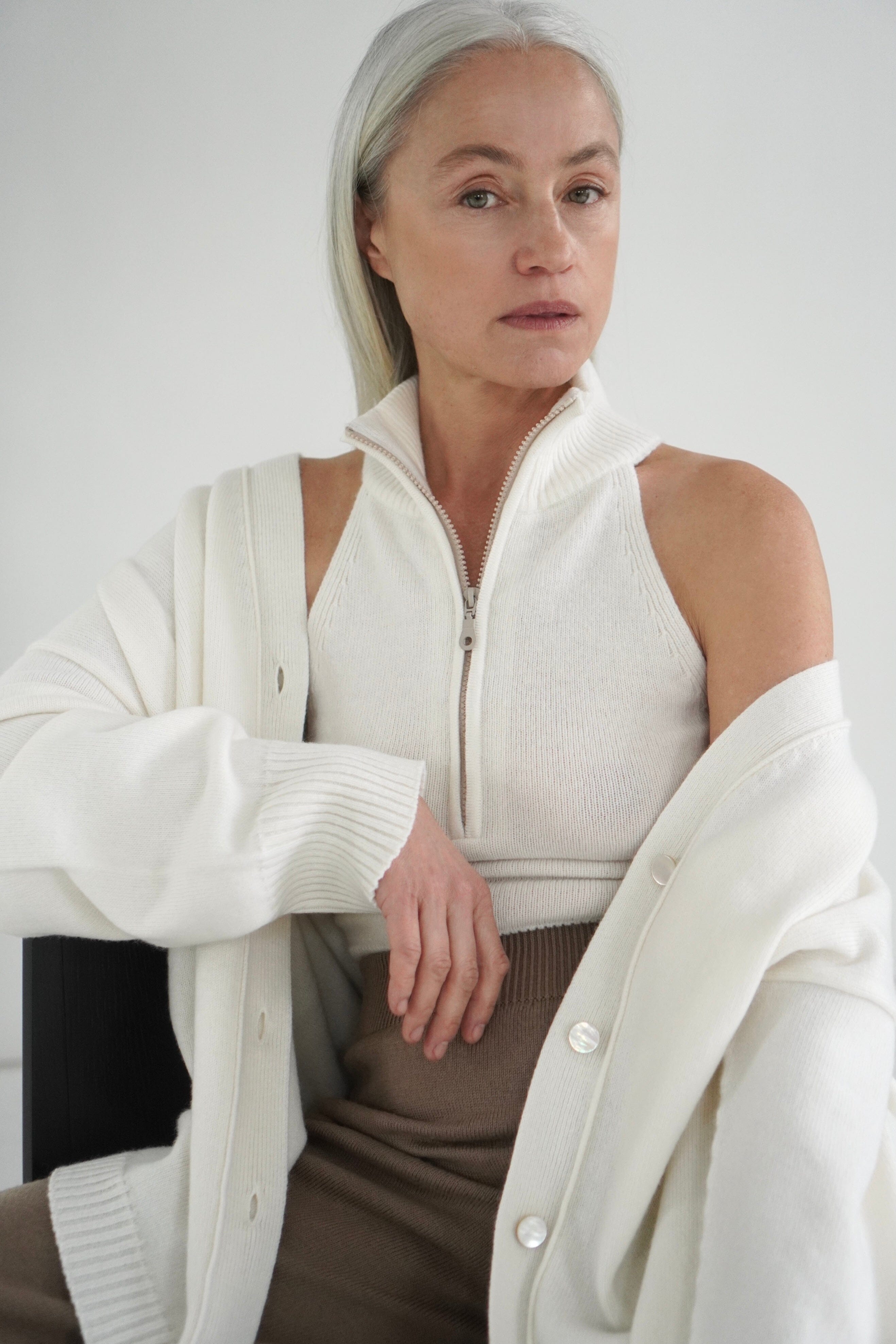 PEARL CASHMERE-MERINO WOOL CARDIGAN for lovers and trees 