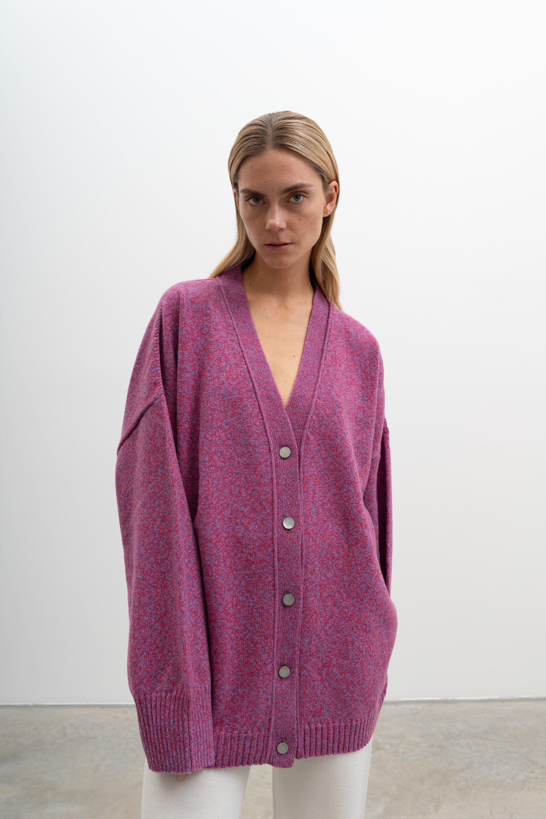 ROSE QUARTZ CASHMERE-MERINO WOOL CARDIGAN for lovers and trees 