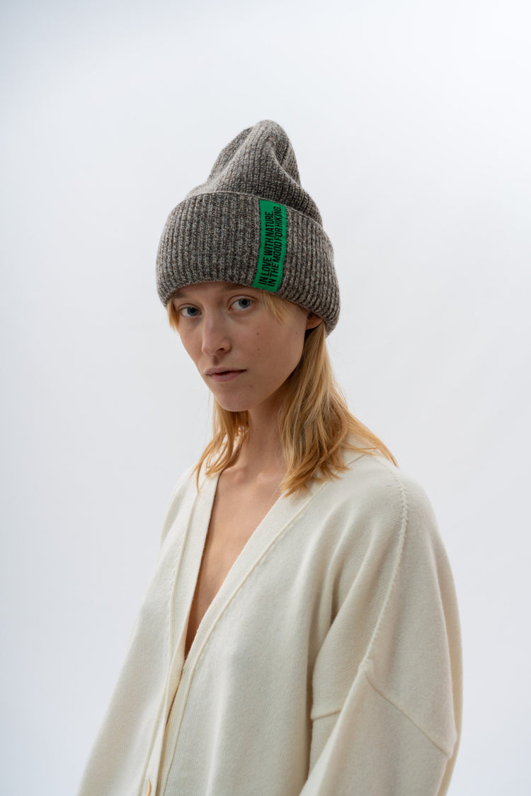 SAND MELANGE CASHMERE-MERINO WOOL BEANIE for lovers and trees 