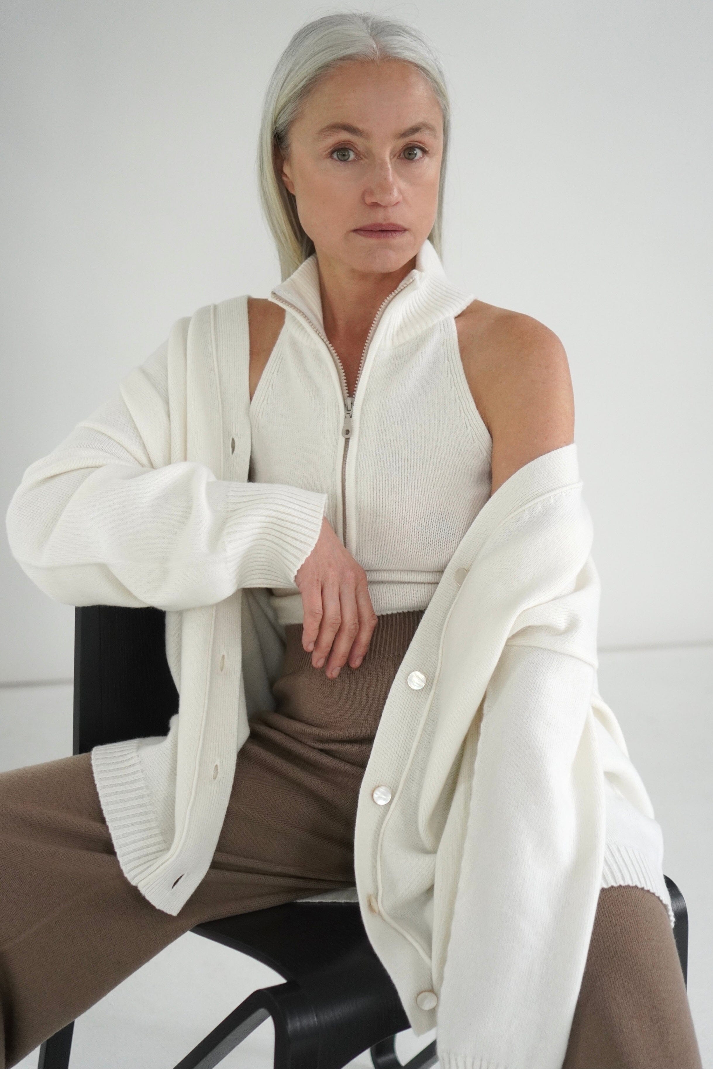 PEARL CASHMERE-MERINO WOOL CARDIGAN for lovers and trees 