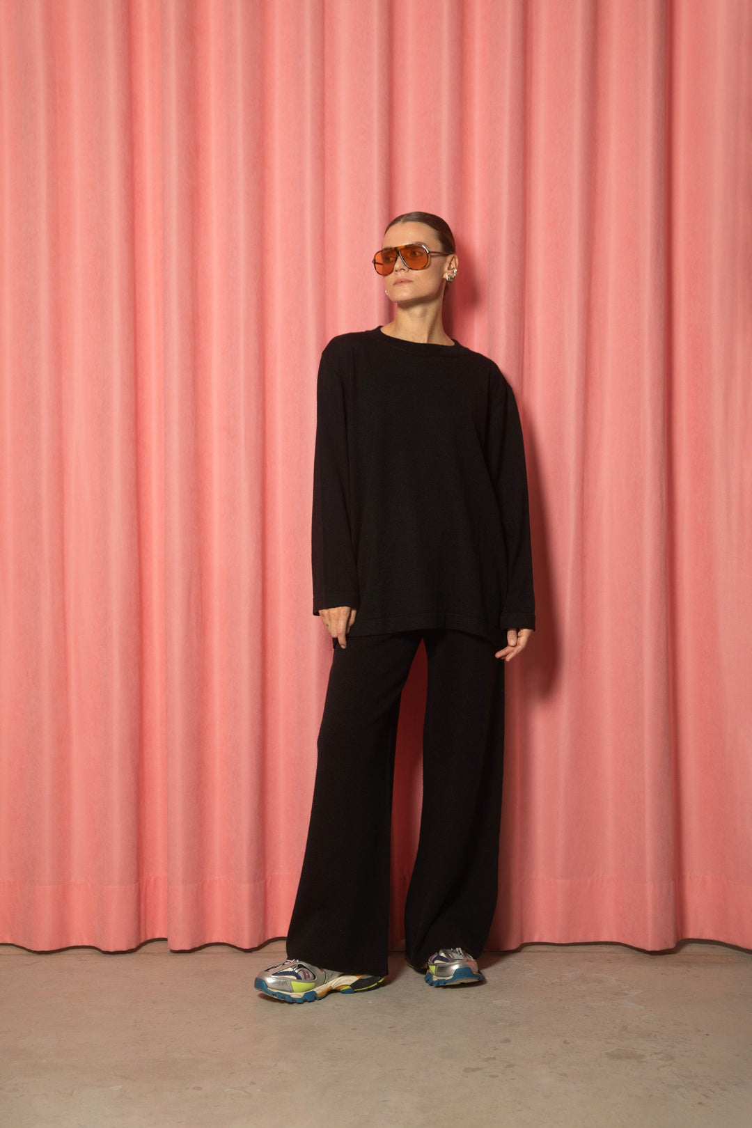 BLACK EXTRA FINE MERINO WOOL SHIRT for lovers and trees ONE SIZE 