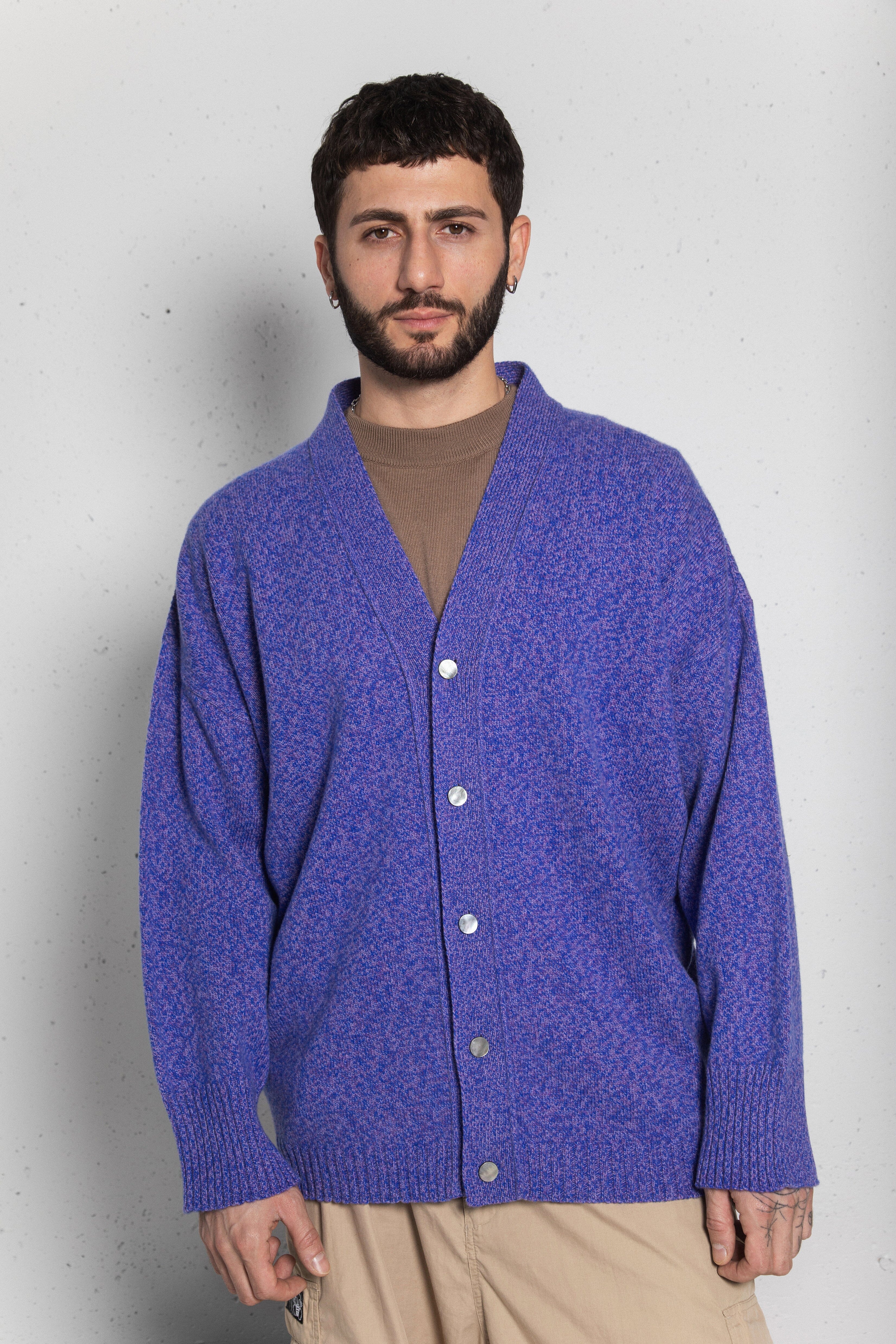 LILAC CASHMERE-MERINO WOOL CARDIGAN for lovers and trees 