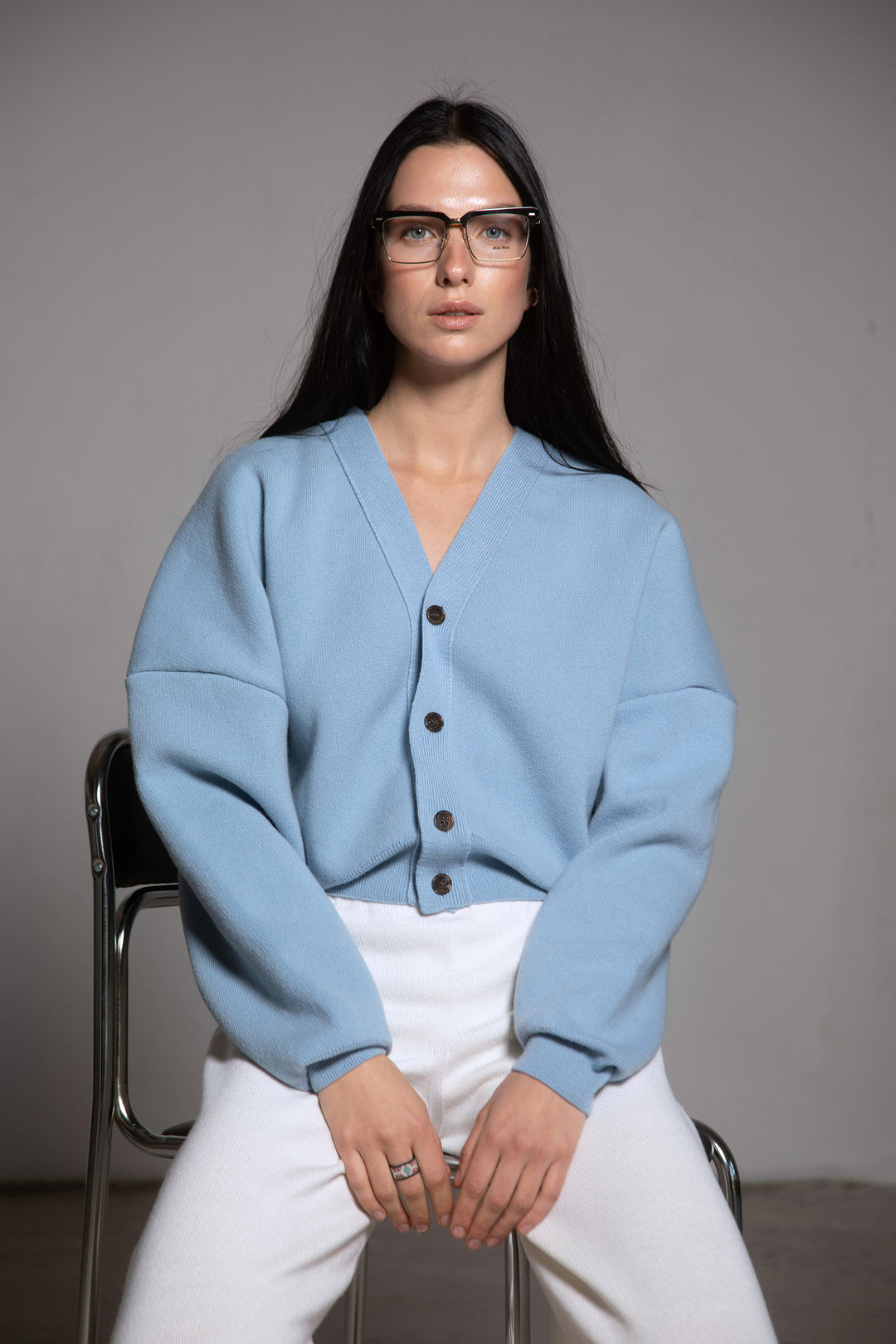 CLOUD BLUE LAMBSWOOL BOMBER JACKET