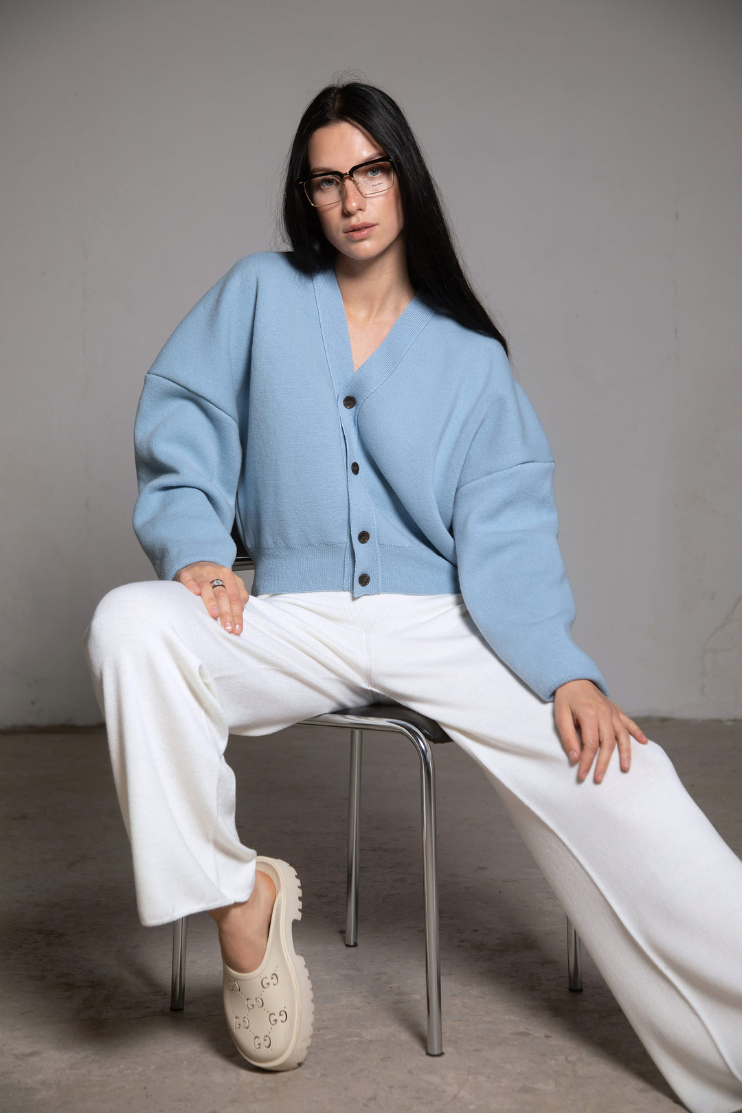 CLOUD BLUE LAMBSWOOL BOMBER JACKET