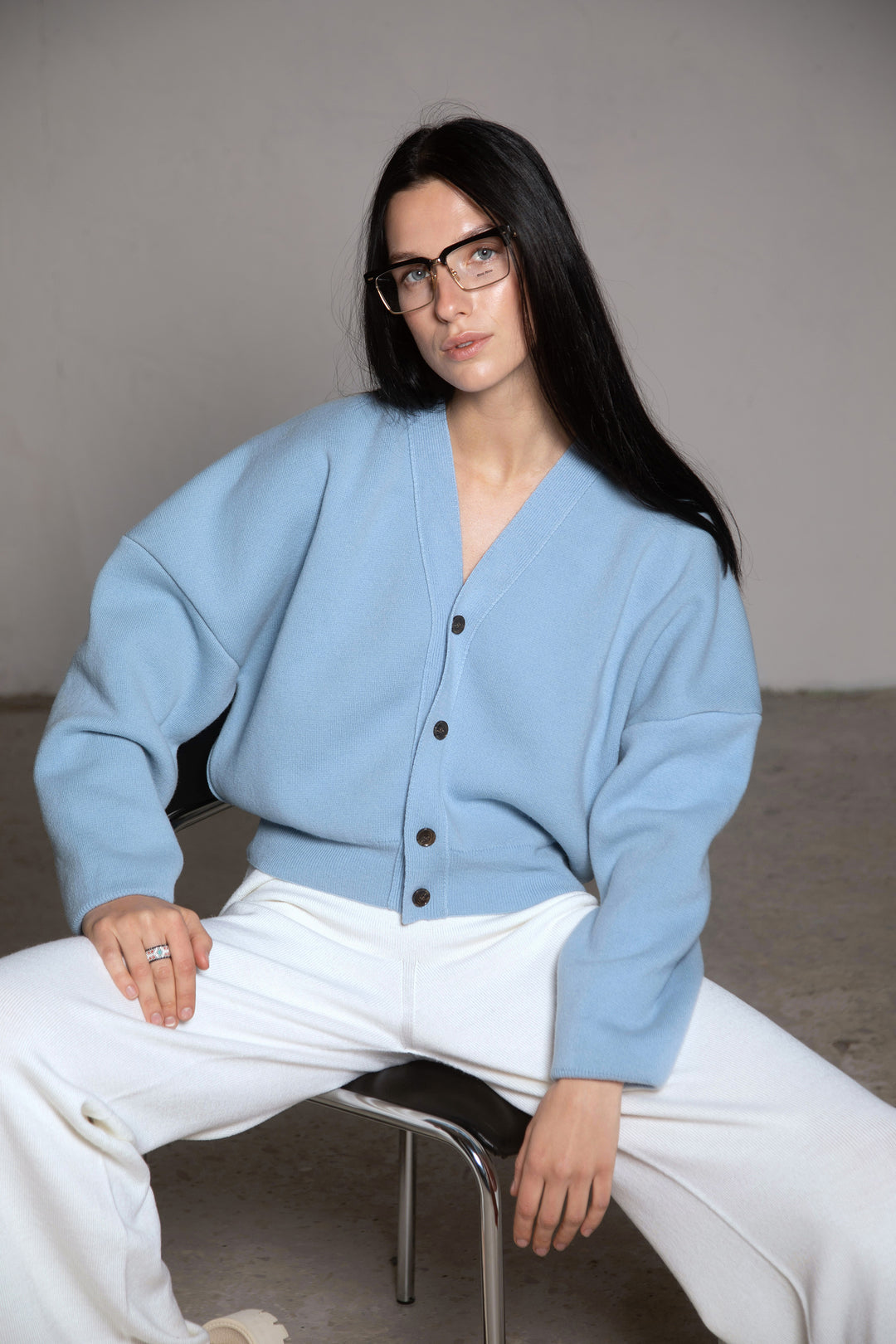 CLOUD BLUE LAMBSWOOL BOMBER JACKET