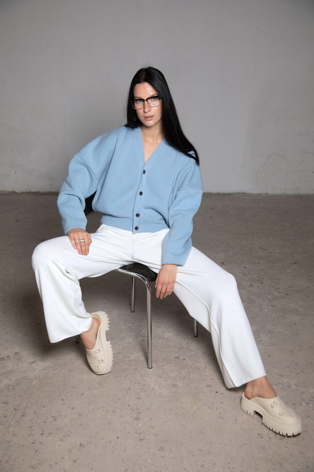 CLOUD BLUE LAMBSWOOL BOMBER JACKET