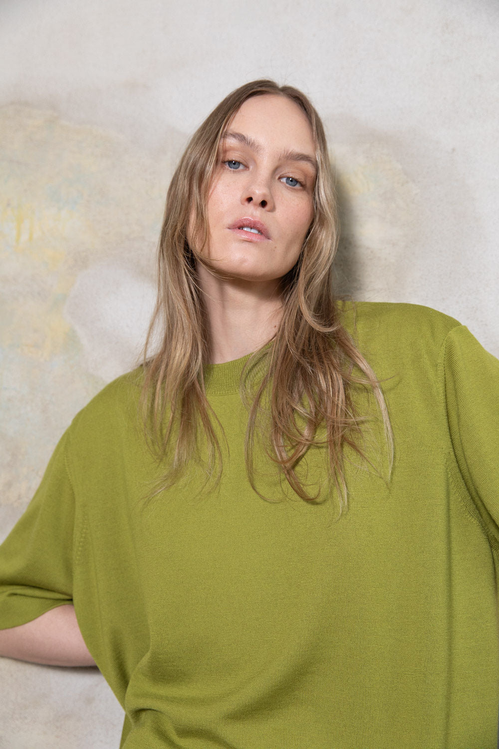 PEAR GREEN EXTRA FINE MERINO WOOL T-SHIRT