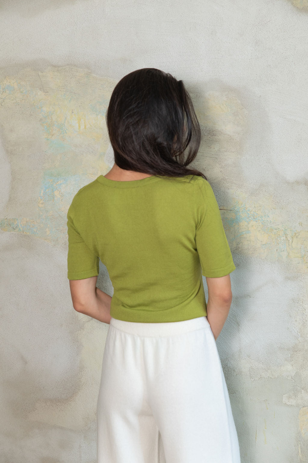 PEAR GREEN EXTRA FINE MERINO WOOL TEE