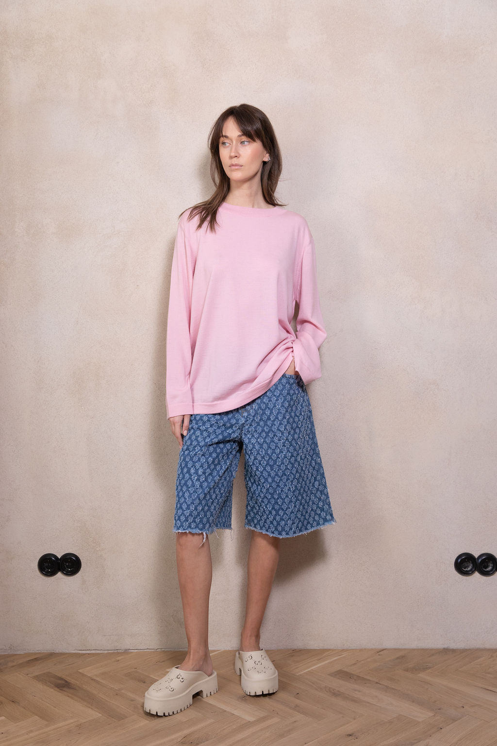 BABY PINK EXTRA FINE MERINO WOOL SHIRT