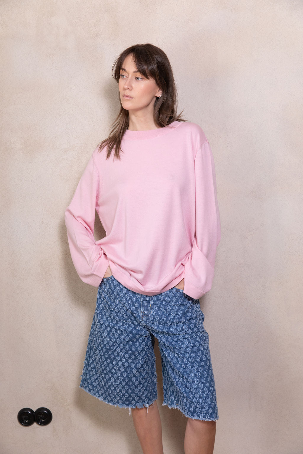 BABY PINK EXTRA FINE MERINO WOOL SHIRT