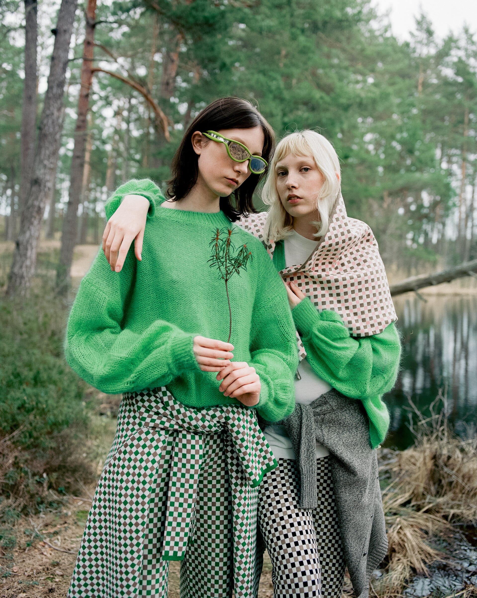 ELECTRIC GREEN MOHAIR AND SILK SWEATER for lovers and trees 