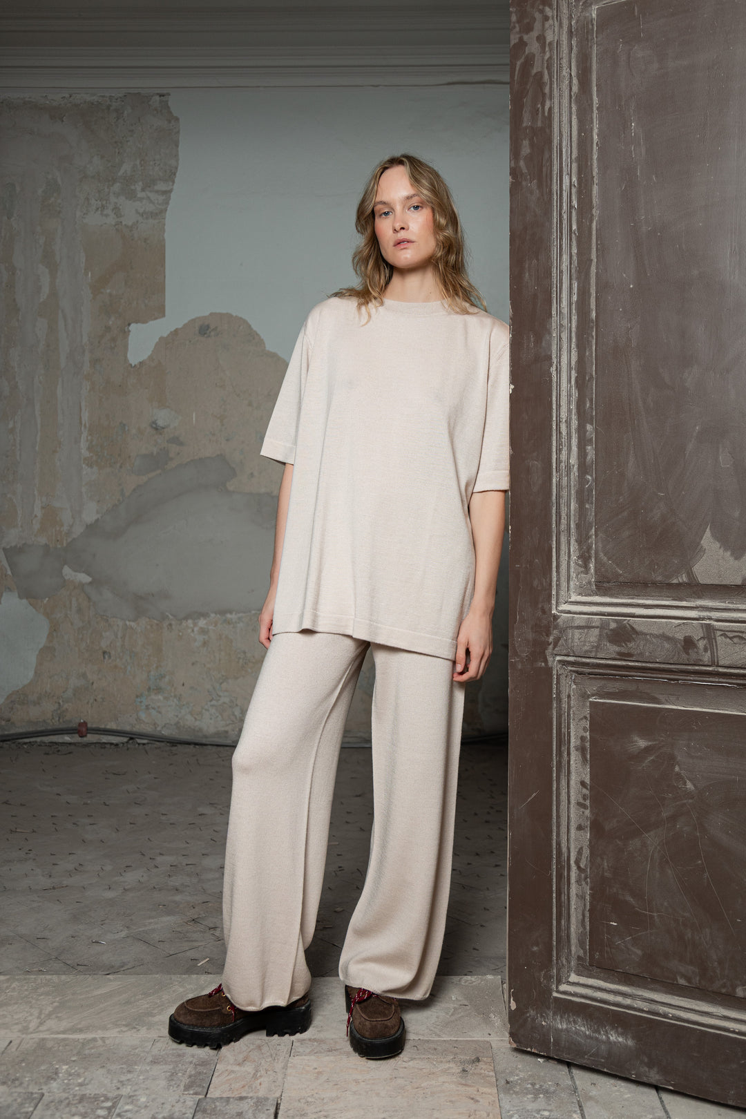 SOFT POWDER EXTRA FINE MERINO WOOL T-SHIRT