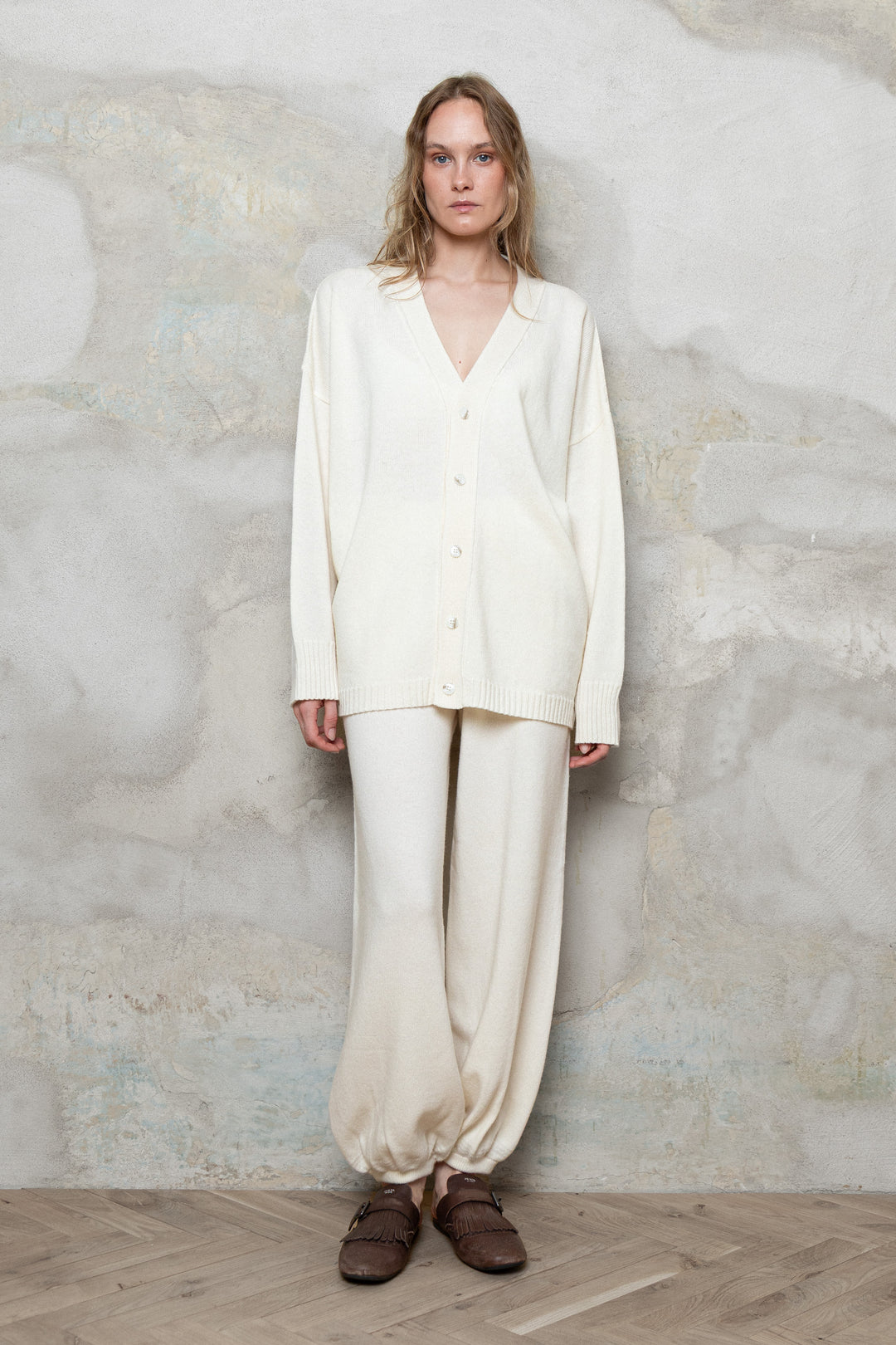 PEARL CASHMERE-MERINO WOOL CARDIGAN