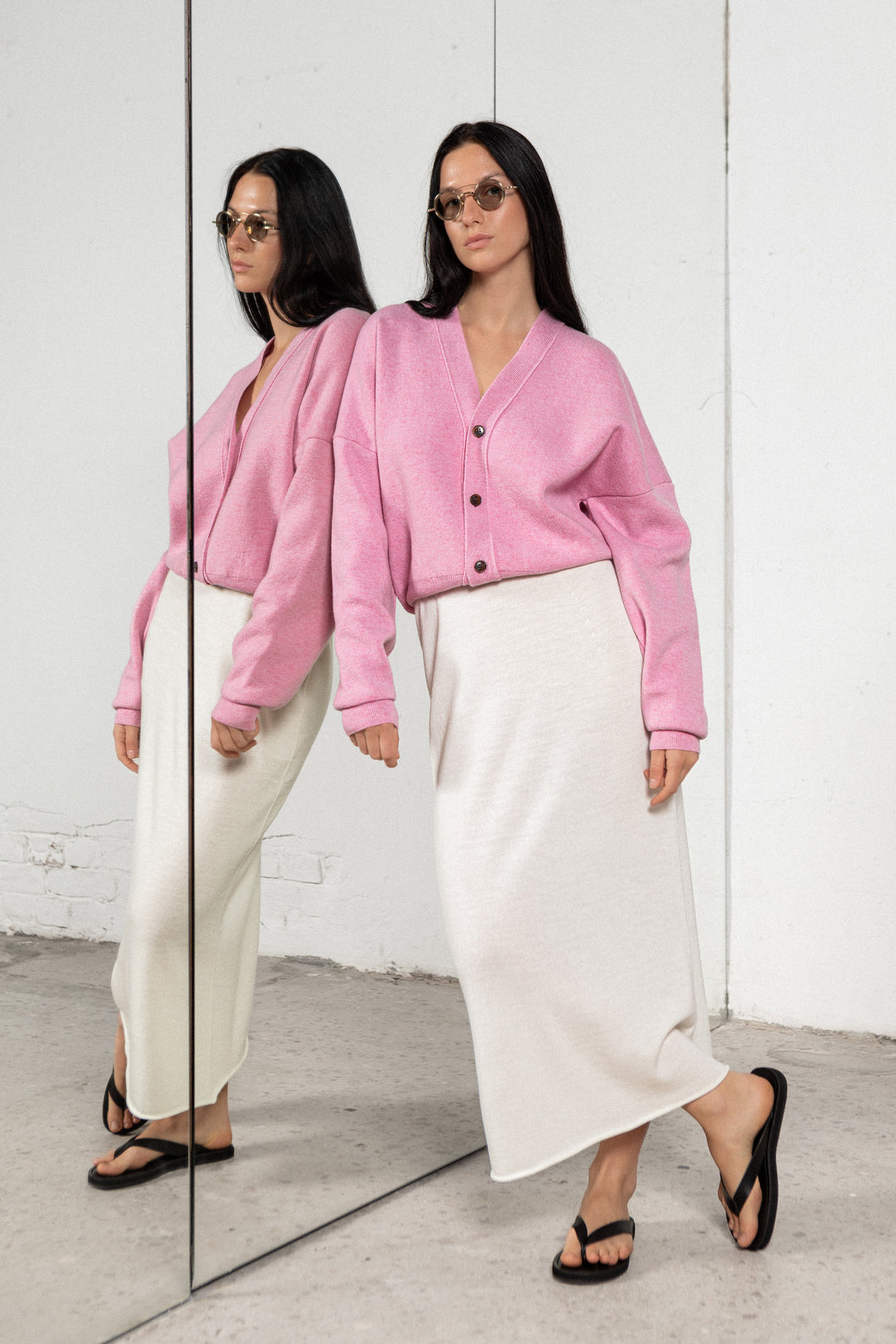 SOFT PINK CASHMERE-MERINO WOOL BOMBER JACKET