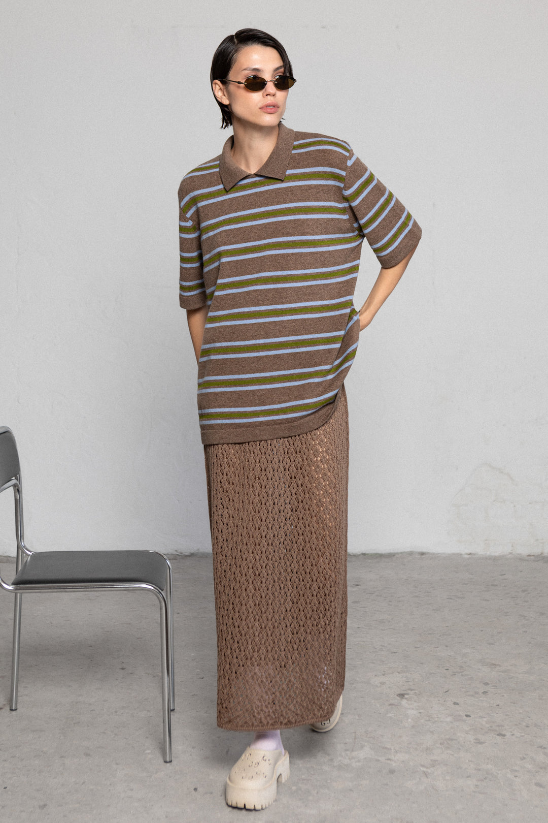 TRUFFLE EXTRA FINE MERINO WOOL LACE SKIRT