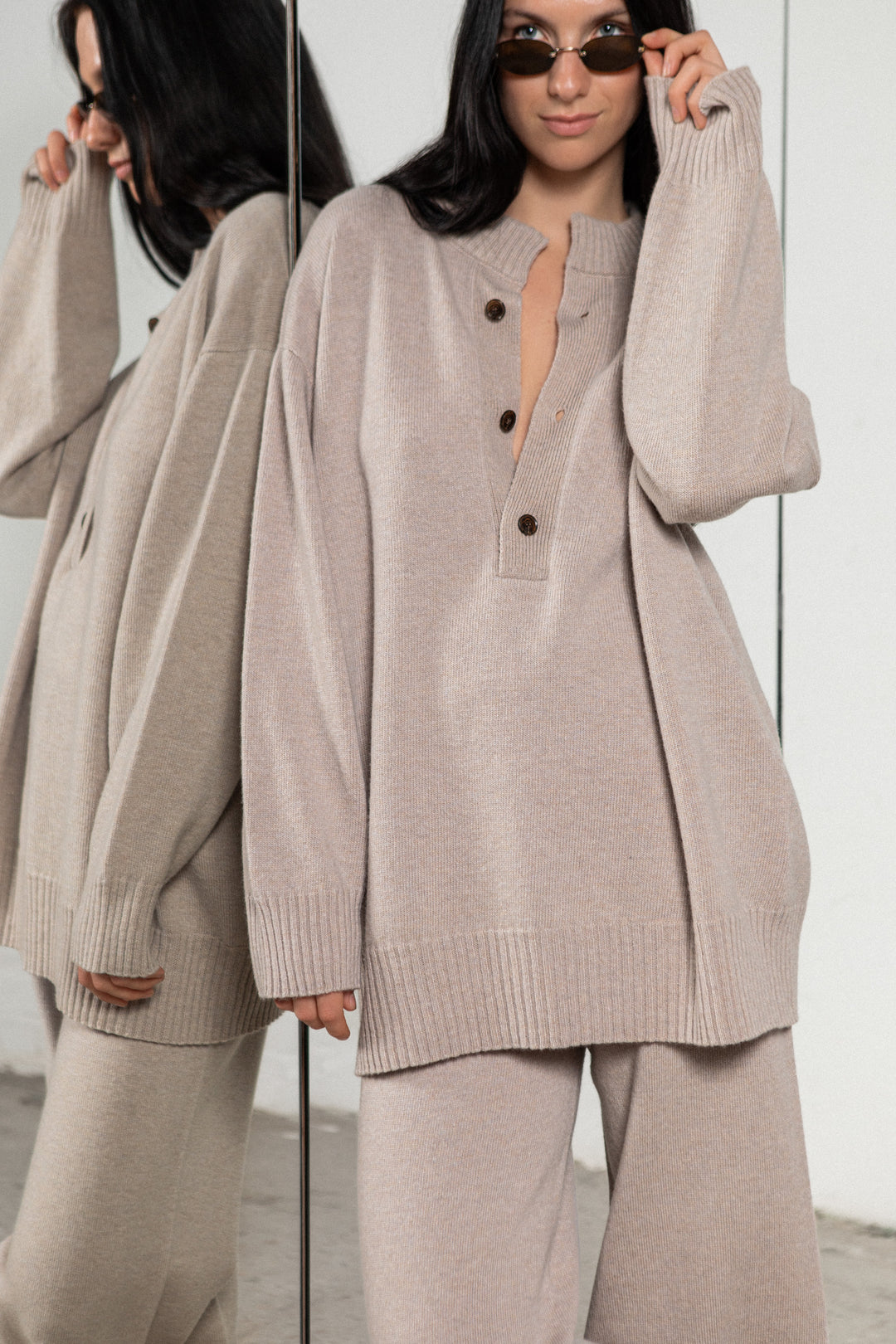 POWDER CASHMERE-MERINO WOOL TROUSERS