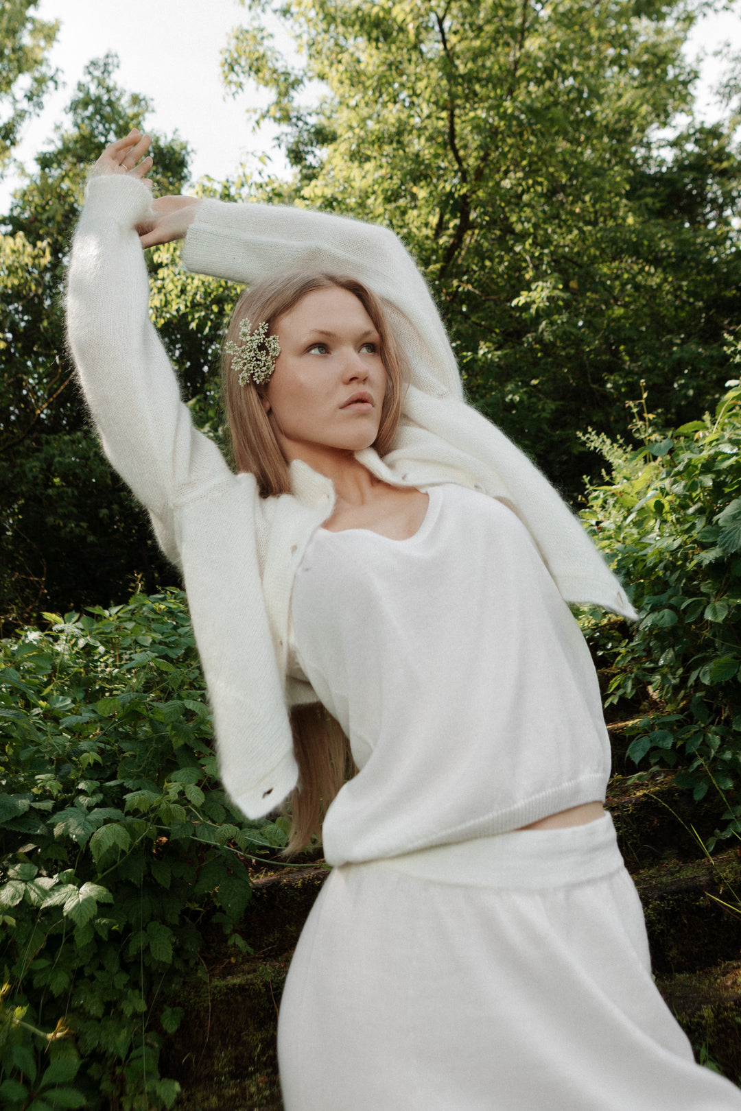 PEARL MOHAIR AND SILK BUTTON DOWN CROPPED CARDIGAN