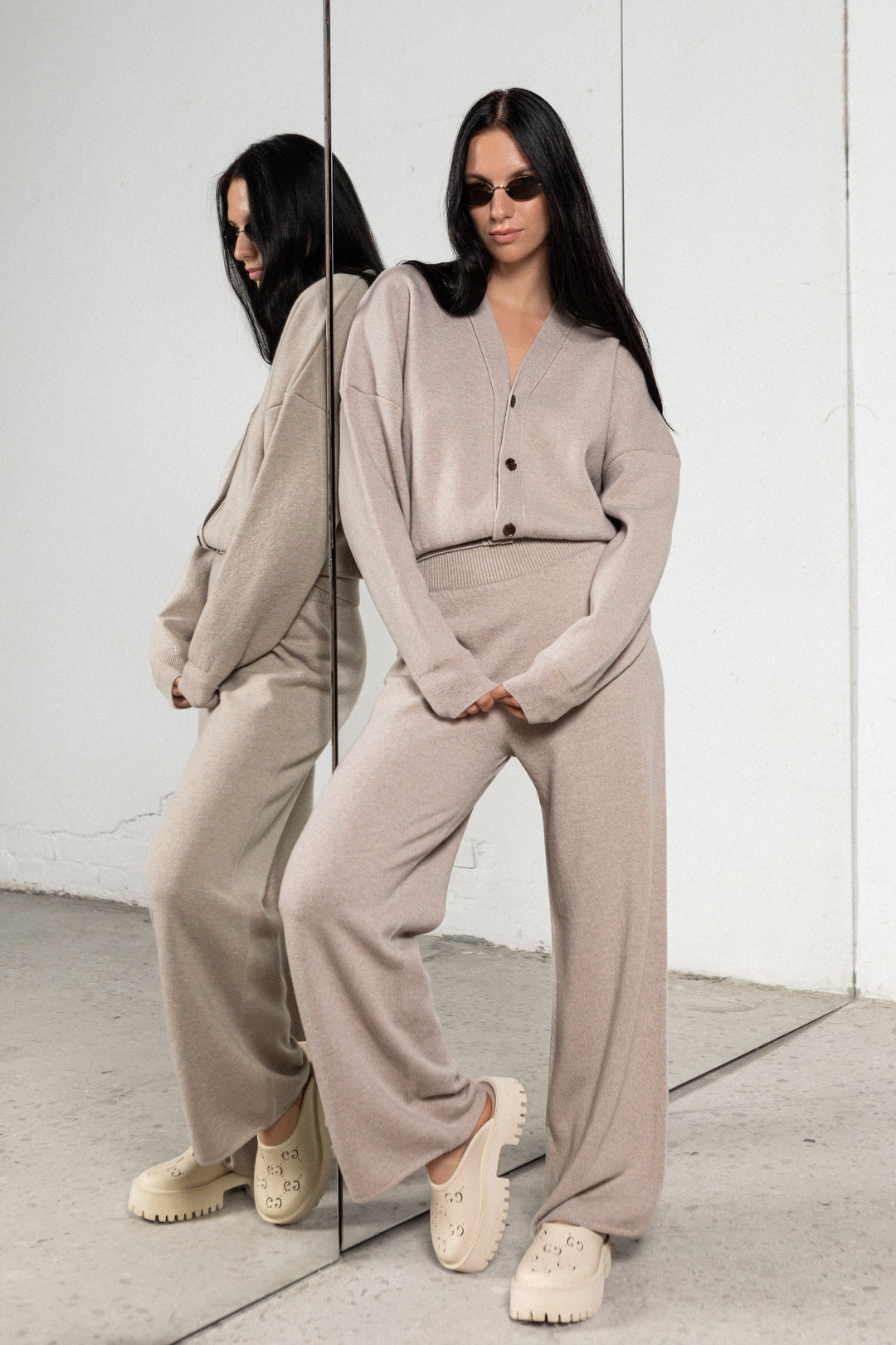 POWDER CASHMERE-MERINO WOOL TROUSERS