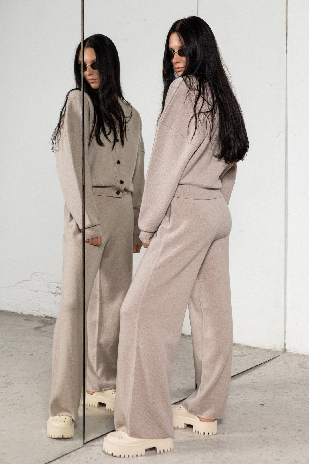 POWDER CASHMERE-MERINO WOOL TROUSERS