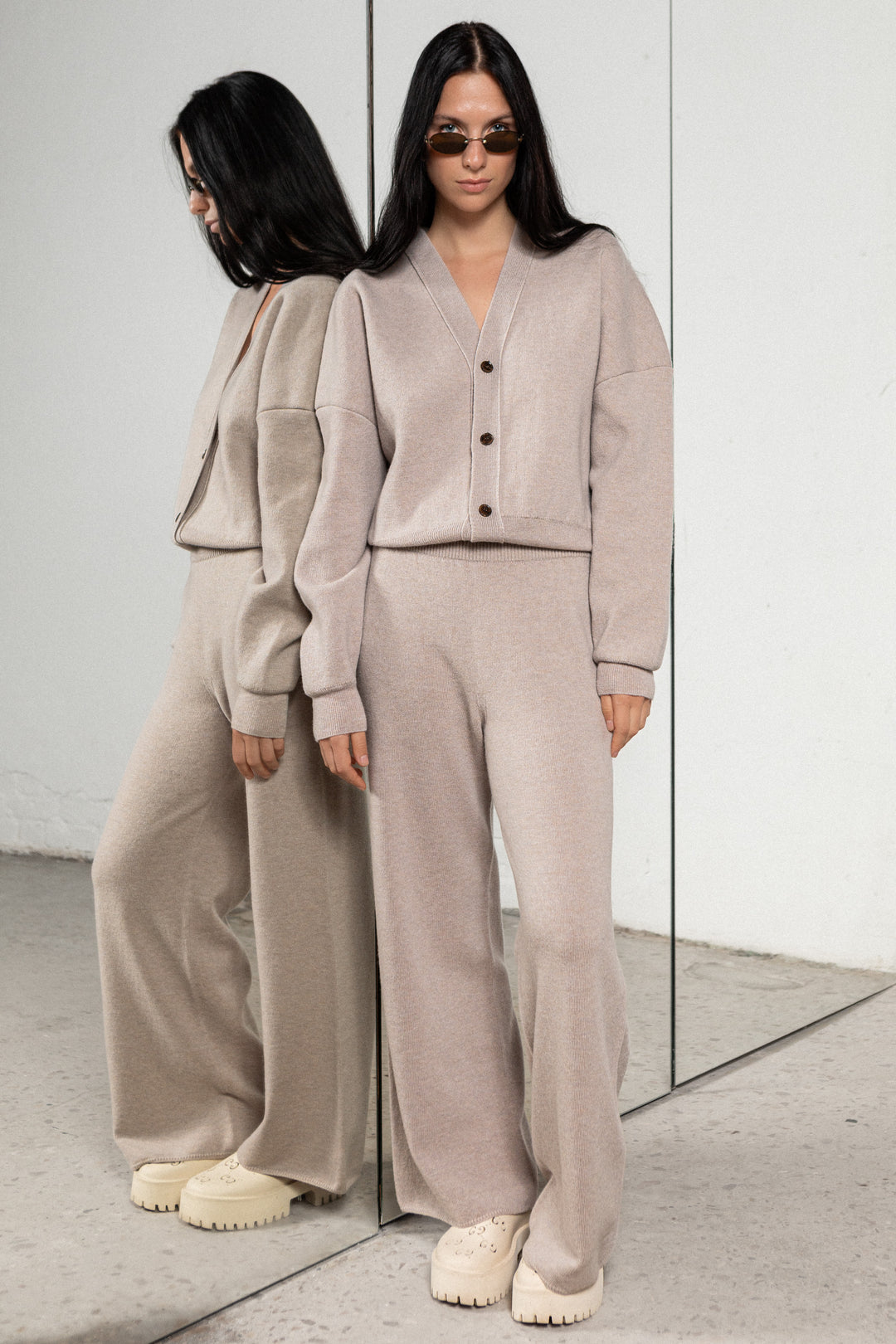 POWDER CASHMERE-MERINO WOOL TROUSERS