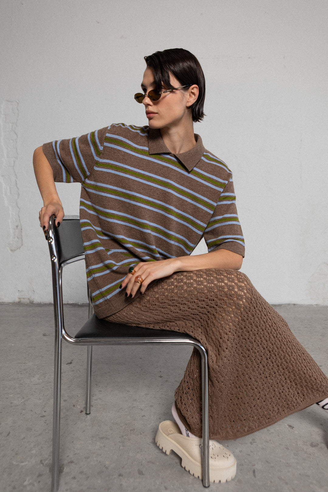 TRUFFLE EXTRA FINE MERINO WOOL LACE SKIRT