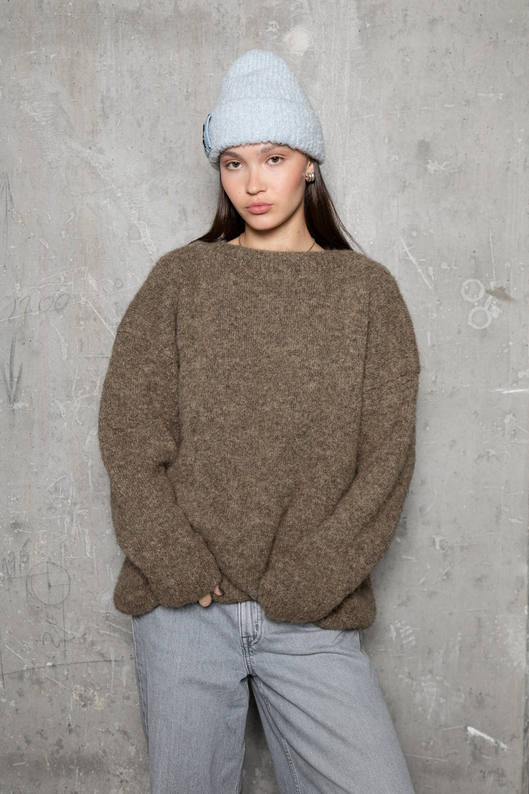 LIGHT BLUE TEDDY ALPACA BEANIE