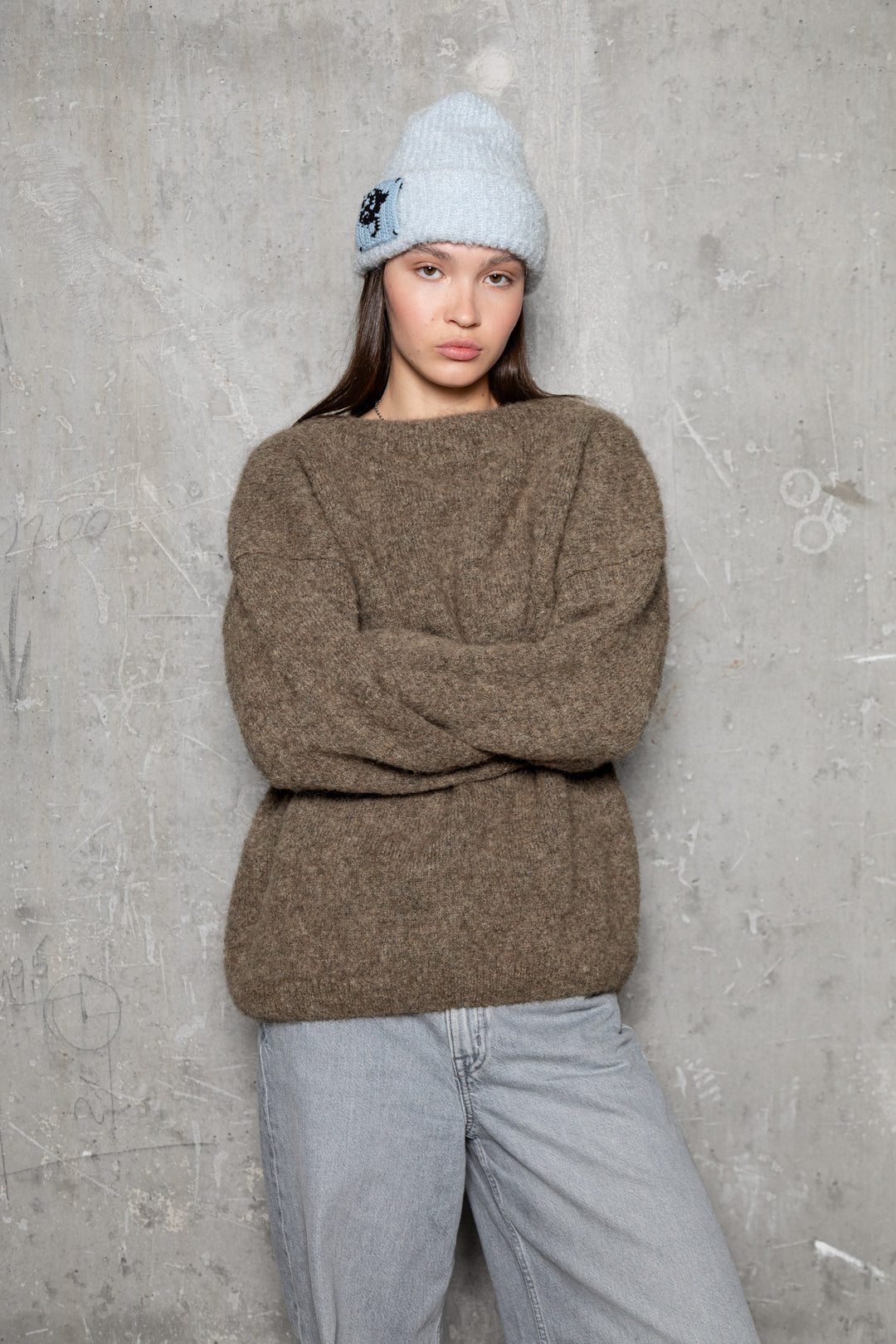 LIGHT BLUE TEDDY ALPACA BEANIE