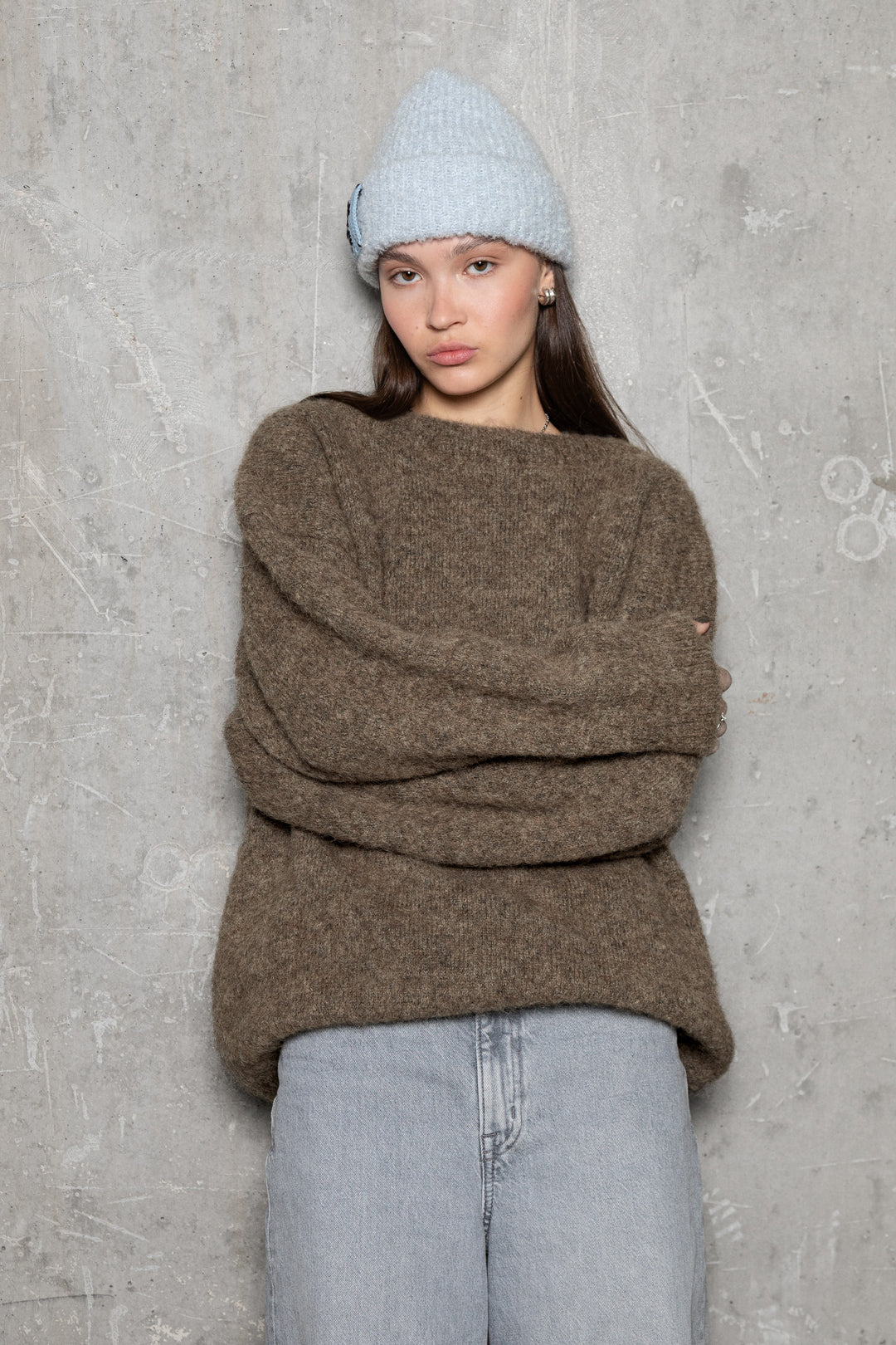 LIGHT BLUE TEDDY ALPACA BEANIE