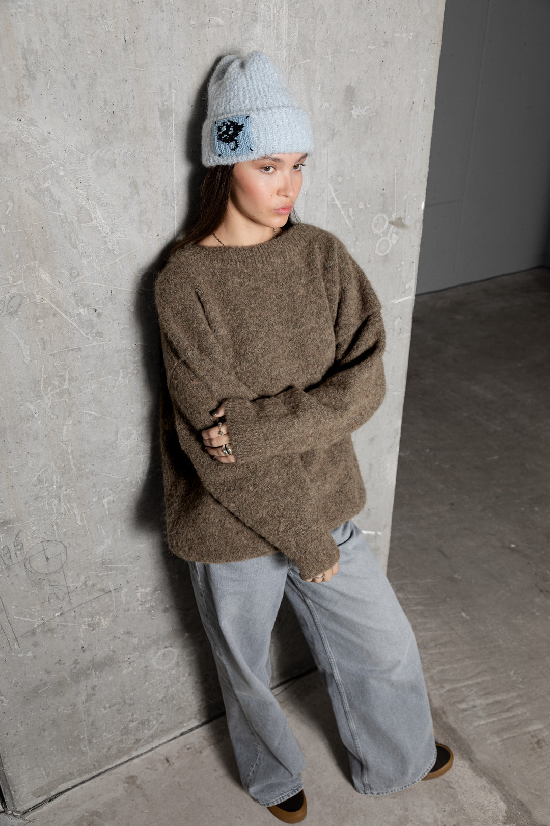 LIGHT BLUE TEDDY ALPACA BEANIE
