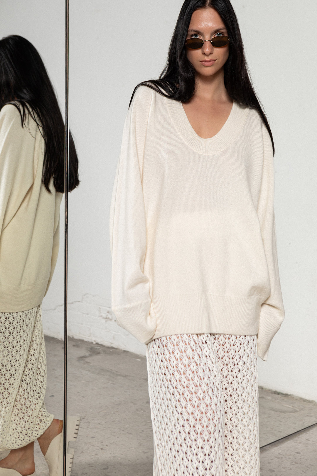 PEARL EXTRA FINE MERINO WOOL LACE SKIRT