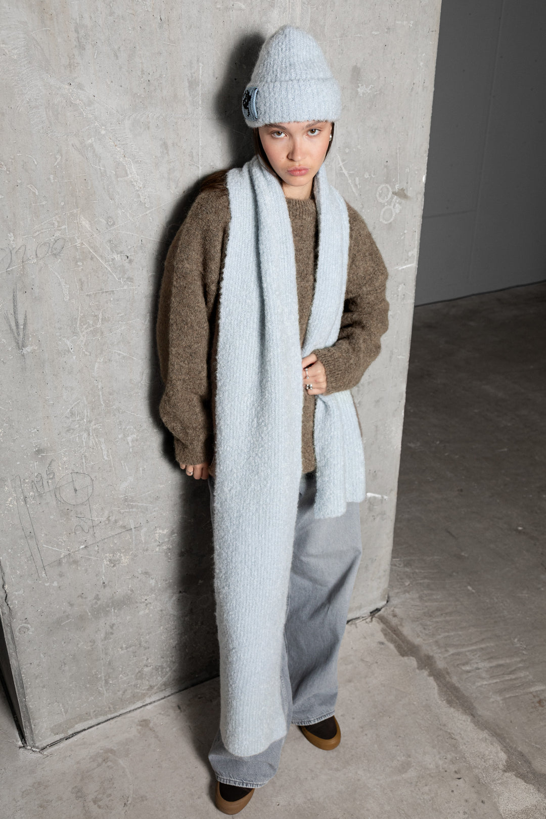 LIGHT BLUE TEDDY ALPACA SCARF