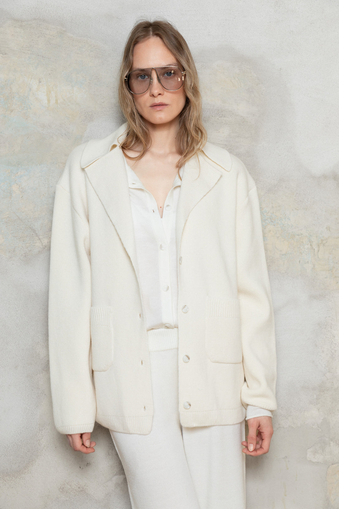 PEARL LAMBSWOOL JACKET CARDIGAN