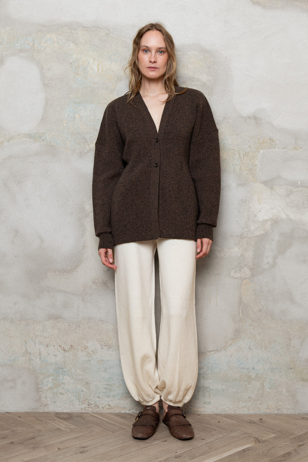 CHOCOLATE BROWN MELANGE CASHMERE-MERINO WOOL JACKET