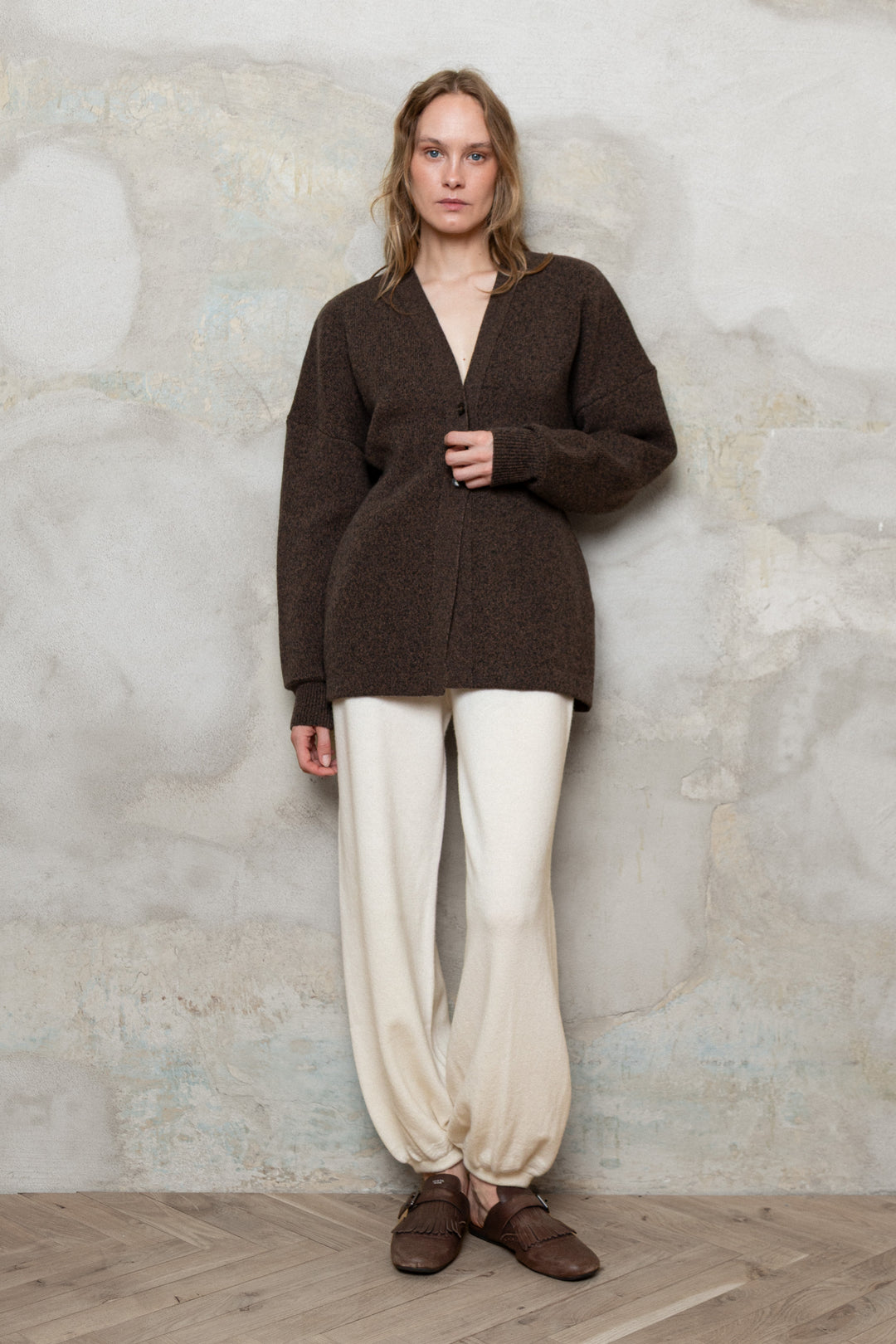 CHOCOLATE BROWN MELANGE CASHMERE-MERINO WOOL JACKET