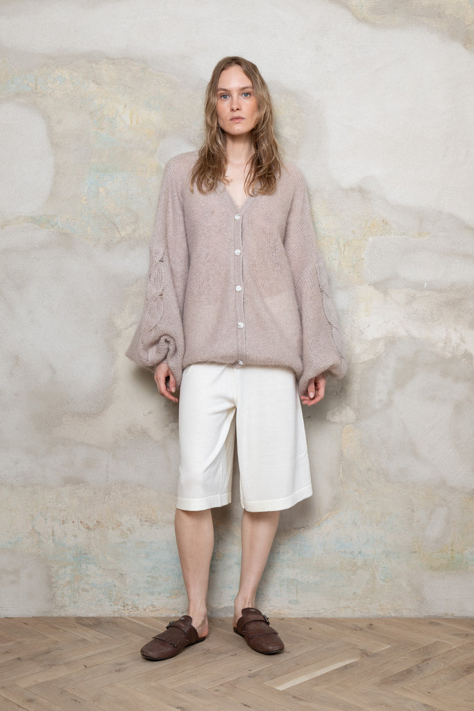 新品INNAT KID MOHAIR CARDIGAN Gray beige SAND MOHAIR AND SILK CARDIGAN – for lovers and trees
