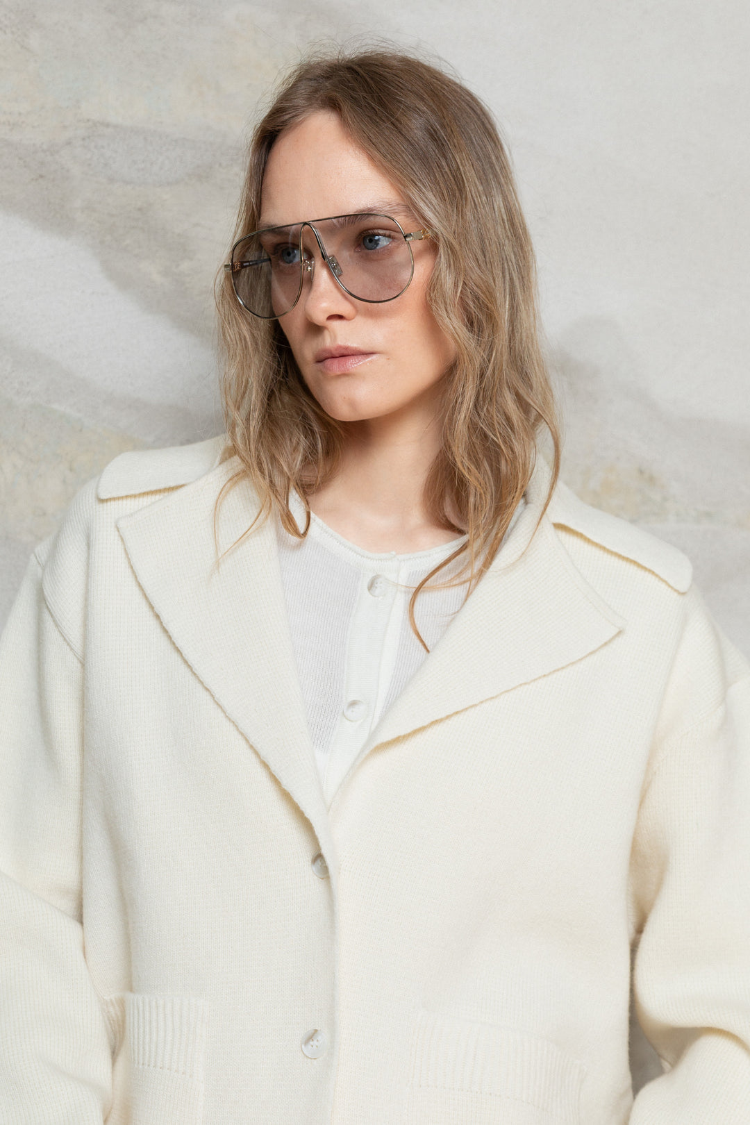 PEARL LAMBSWOOL JACKET CARDIGAN