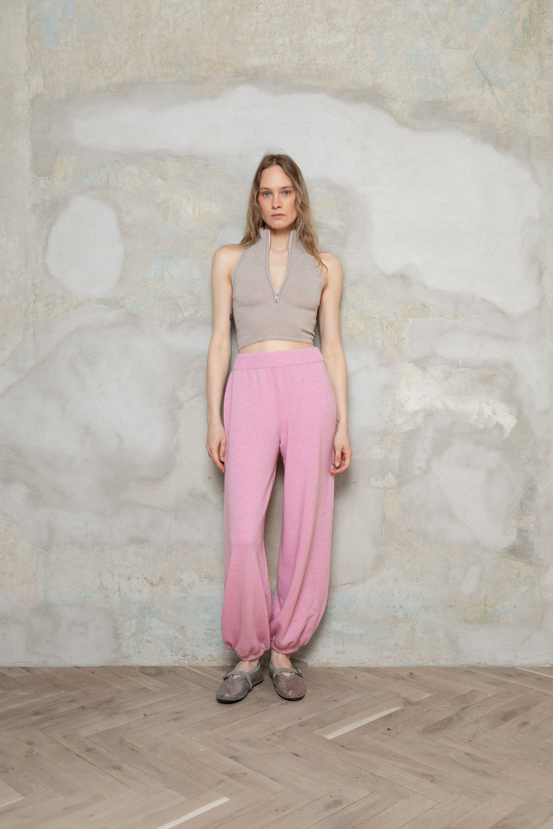 POWDER CASHMERE-MERINO WOOL CROP TOP