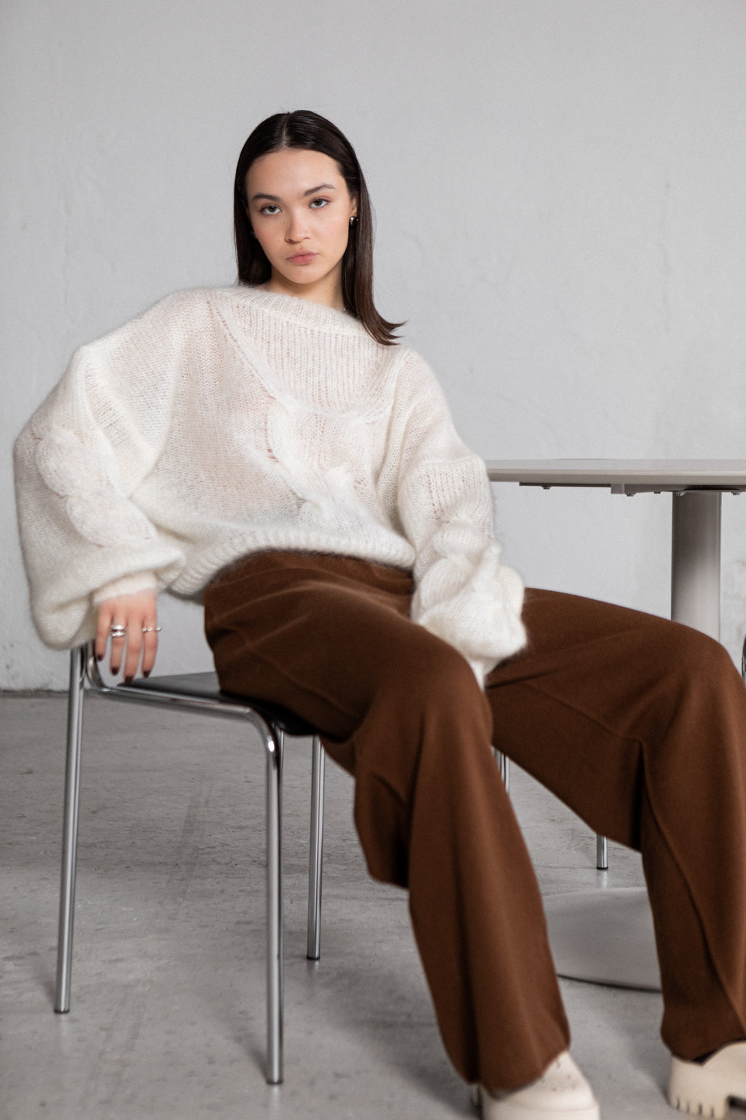 PEARL MOHAIR AND SILK SWEATER