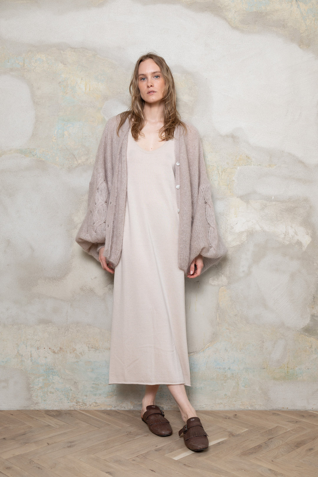POWDER SHEER-KNIT EXTRA FINE MERINO WOOL DRESS