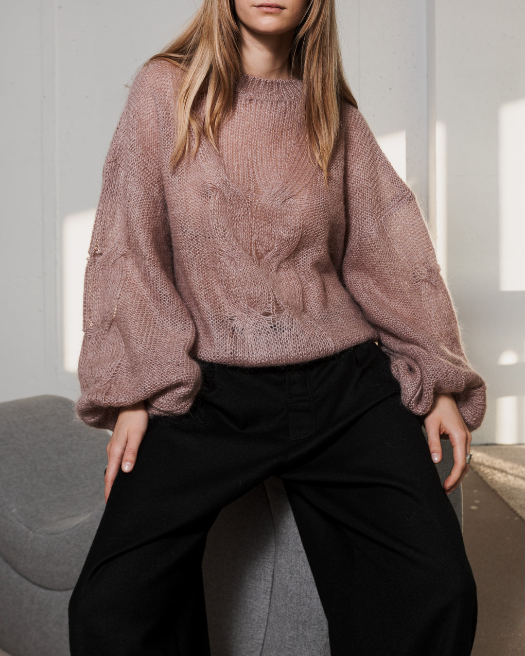 PEARL MOHAIR AND SILK SWEATER