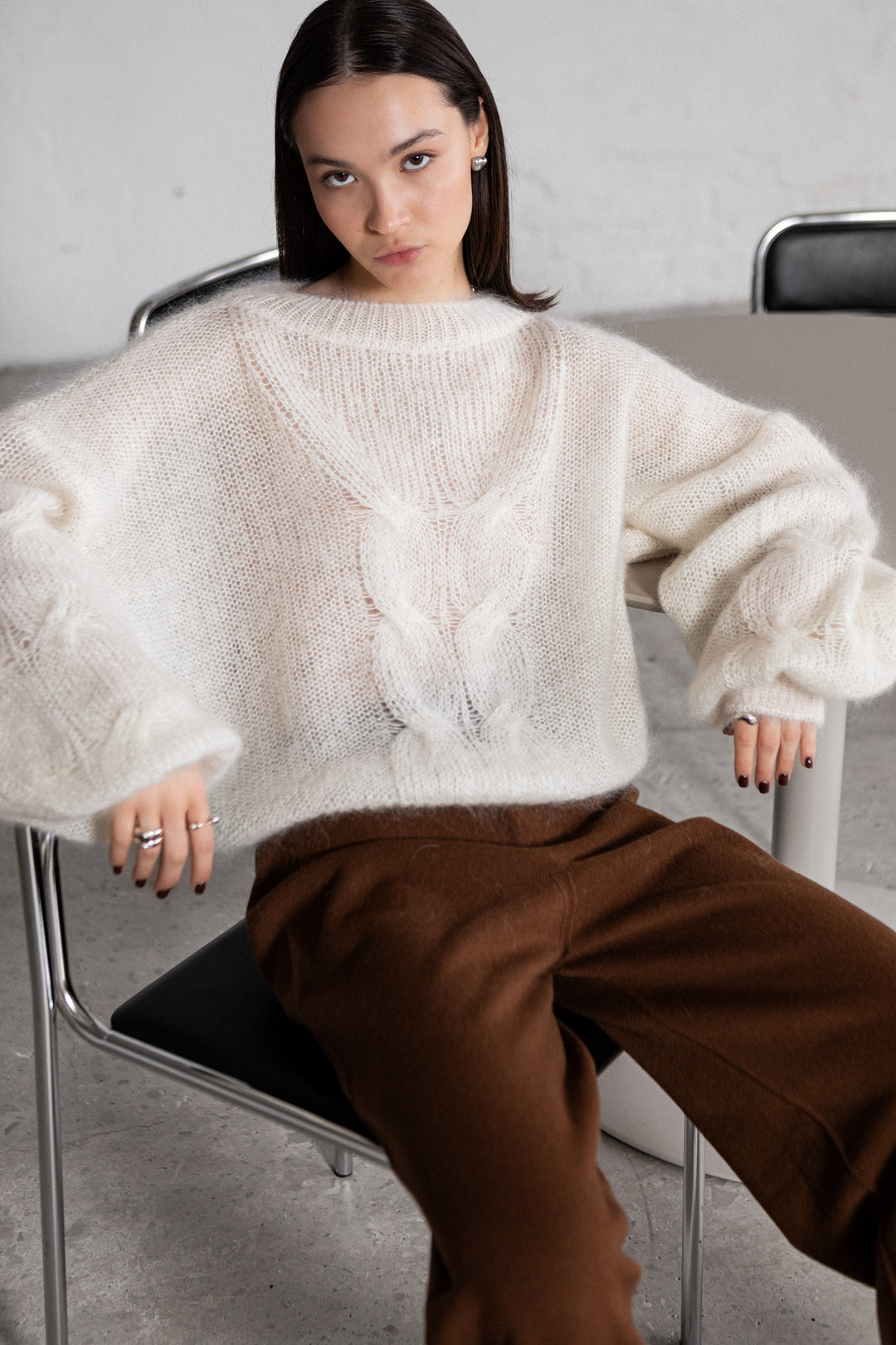 PEARL MOHAIR AND SILK SWEATER