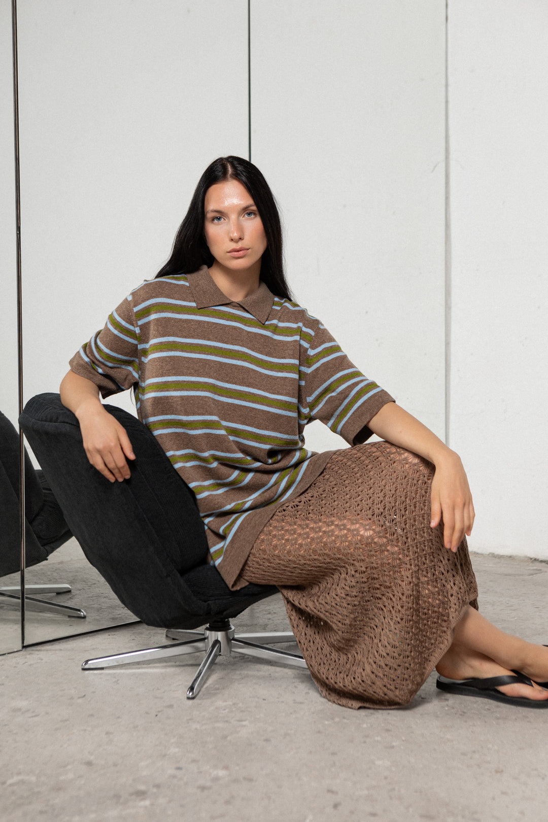 TRUFFLE EXTRA FINE MERINO WOOL LACE SKIRT