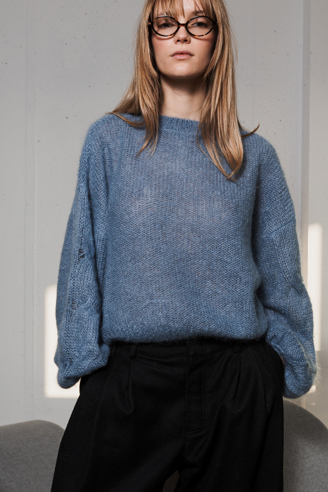 PEARL MOHAIR AND SILK SWEATER